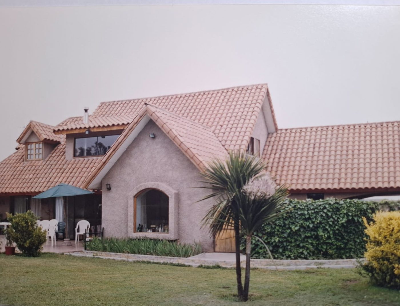 Casa de campo con palmeras y antejardín